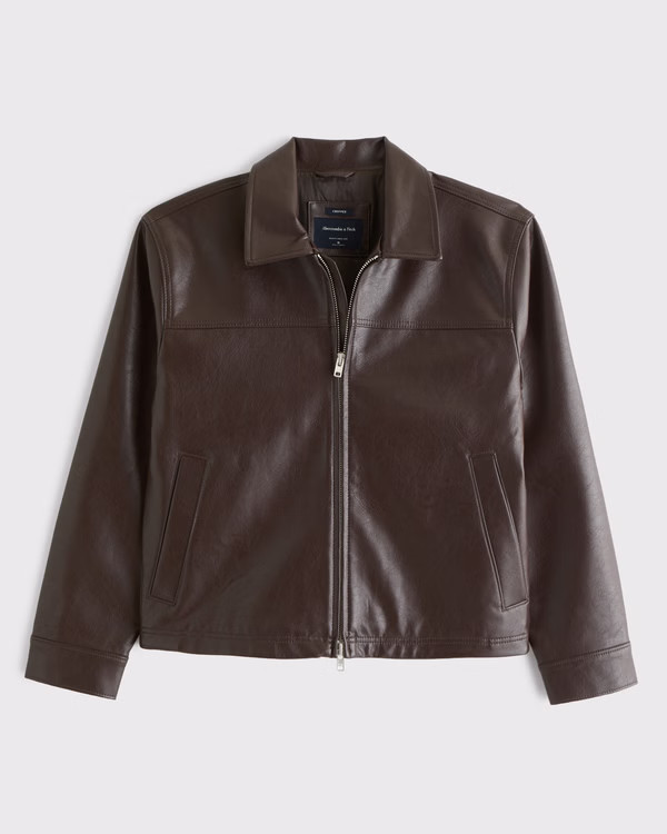 Cropped Vegan Leather Zip Jacket | Abercrombie & Fitch (US)
