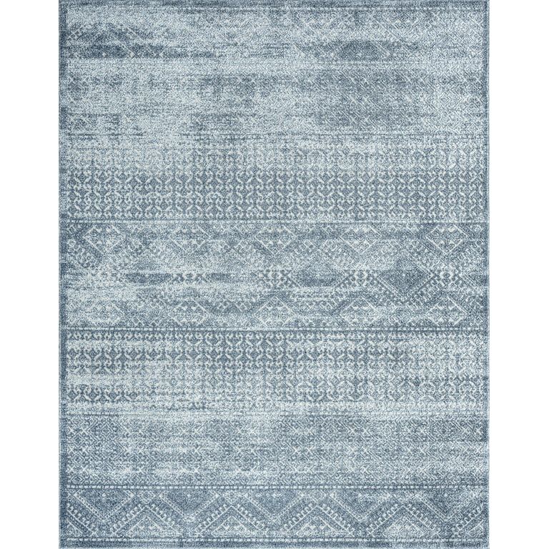 Transitional 5x8 Area Rug (5'3'' x 7'3'') Moroccan Blue, Gray Living Room Easy to Clean | Walmart (US)