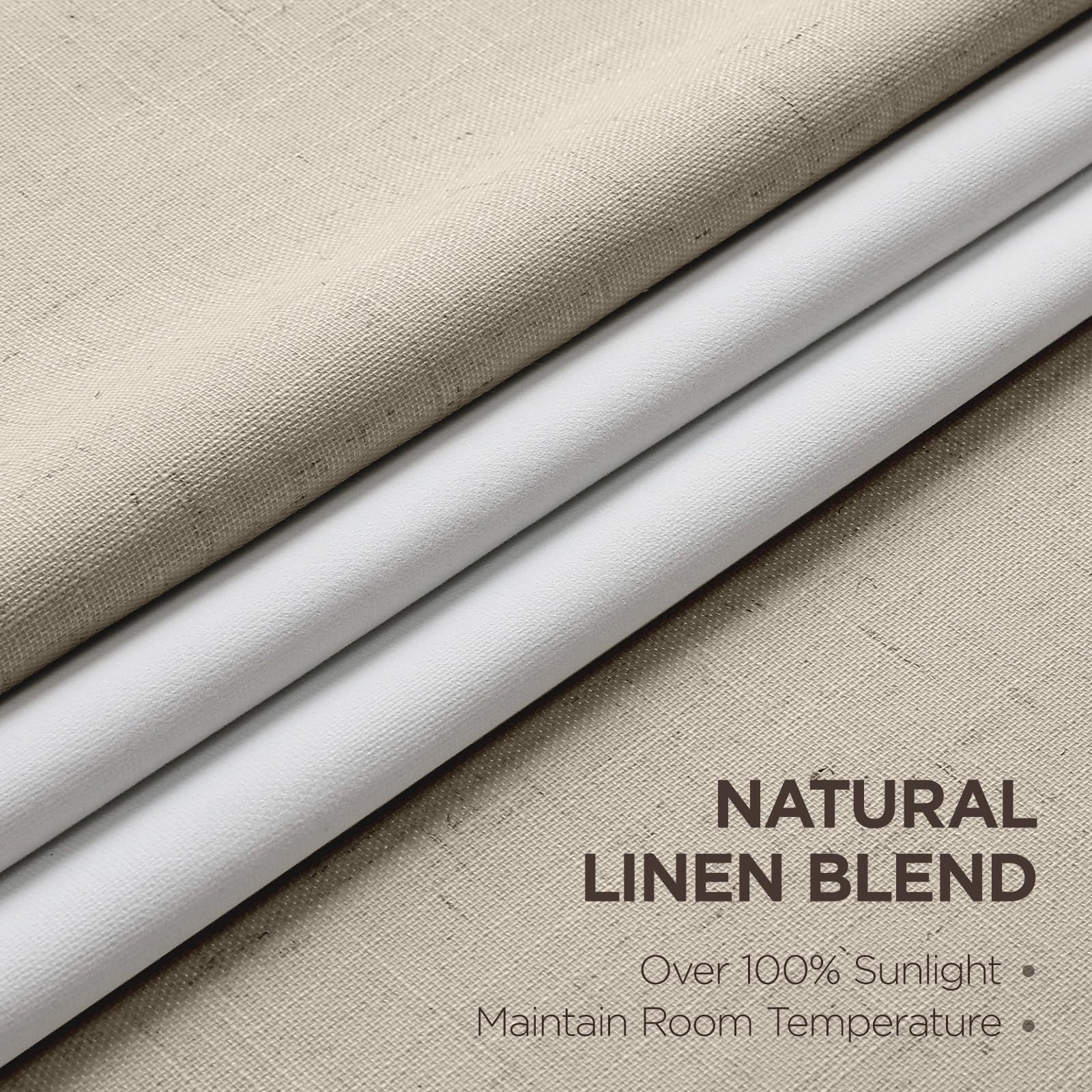 Joydeco 100% Blackout Pleated Curtains, Linen Window Curtains 2 Panel Sets 108 inches Long, Therm... | Amazon (US)