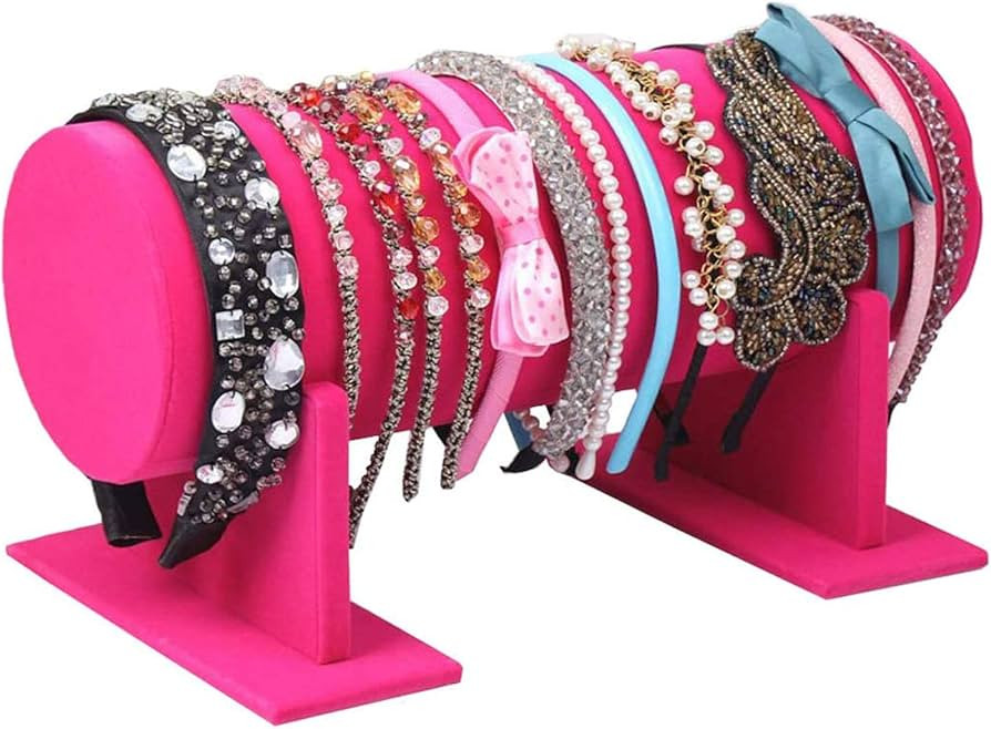 Glitterymall Hot Pink Detachable Headband Hair Hoop Hairband Display Stand Bar Rack Holder Organi... | Amazon (US)