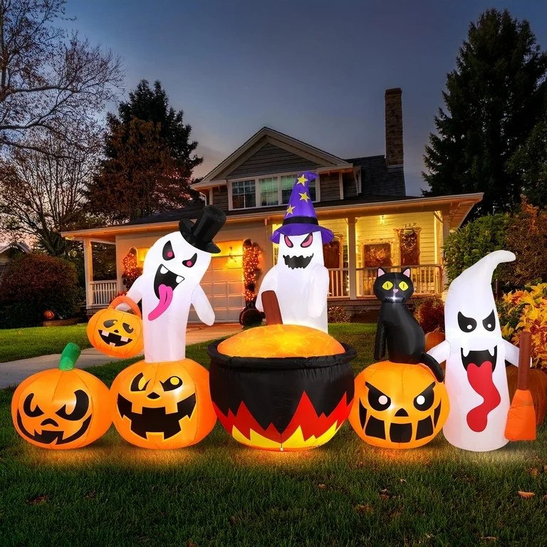 Ayieyill 8.5FT Halloween Inflatables Pumpkin Ghost Family with Built-in LED Lights, Halloween Blo... | Walmart (US)