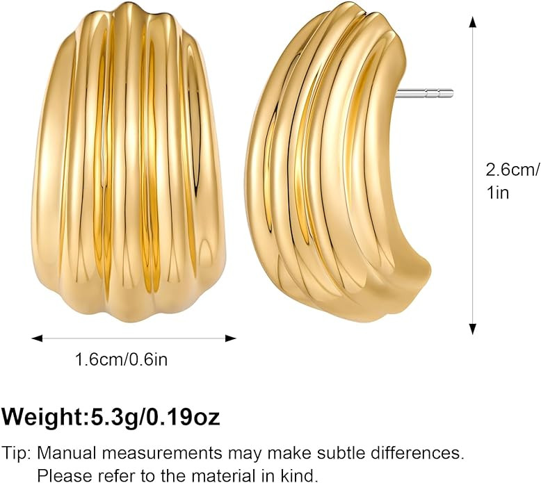 MUYAN Chunky Gold Textured Earrings for Women Trendy Minimalist Large Chunky Studs Fashion Jewelr... | Amazon (US)