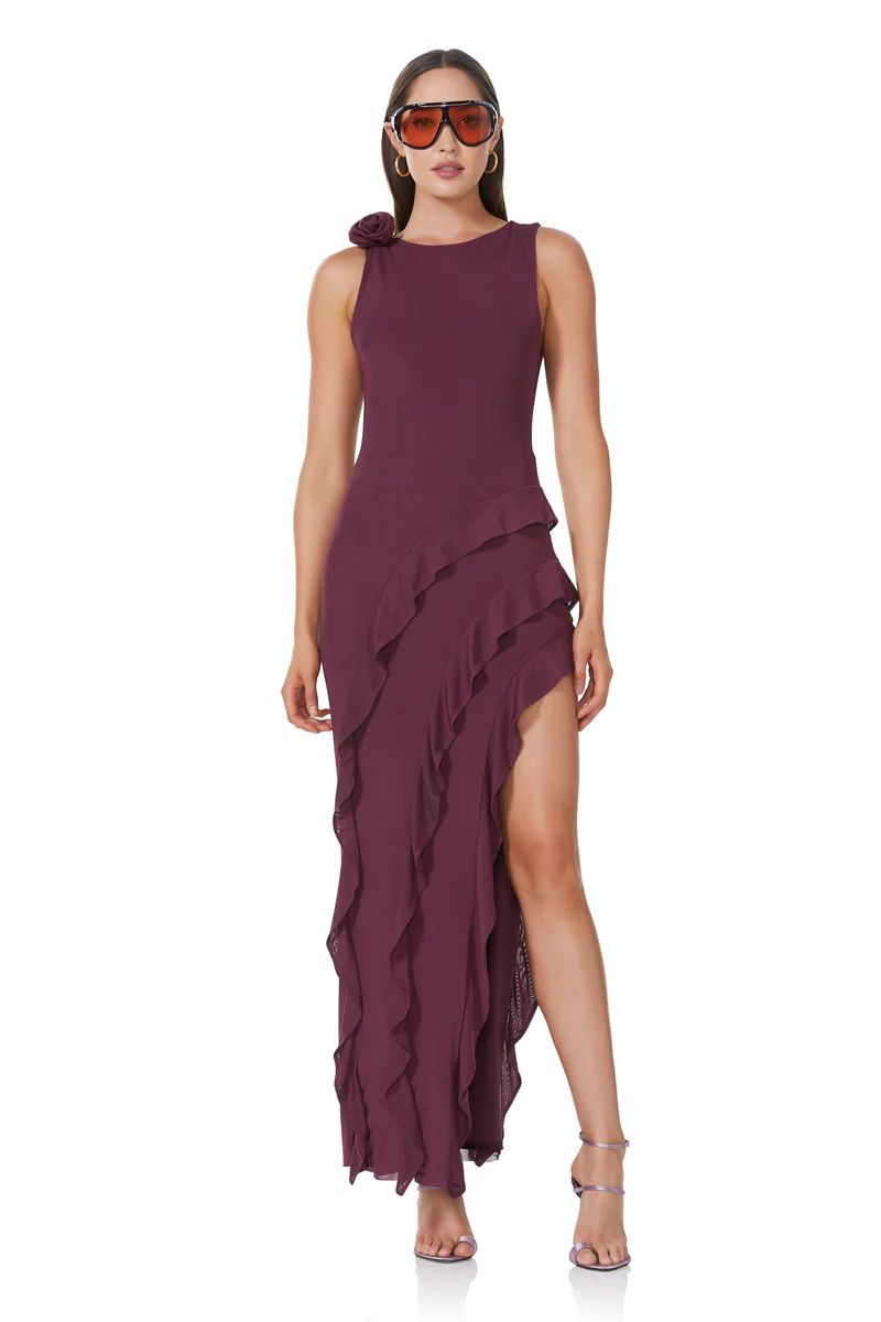 Airess Ruffle Maxi Dress - Fig | ShopAFRM