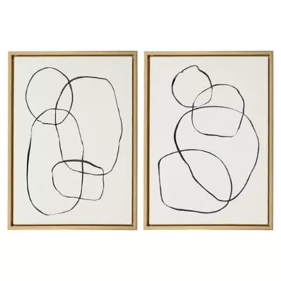 Kate and Laurel™ Sylvie 2-Piece Modern Circles Framed Canvas Wall Art Set in Gold | Bed Bath & ... | Bed Bath & Beyond