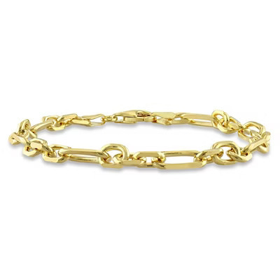 EVERLY JEWELRY | Yellow Plated Sterling Silver Figaro Rolo Bracelet - 7.5 in | Target