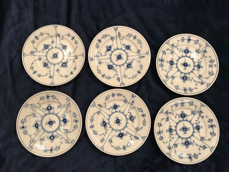 Vintage 90s Royal Copenhagen Blue Fluted Plain Bread and Butter Plates 6.5" - Set of 6 Plates #61... | Etsy (US)