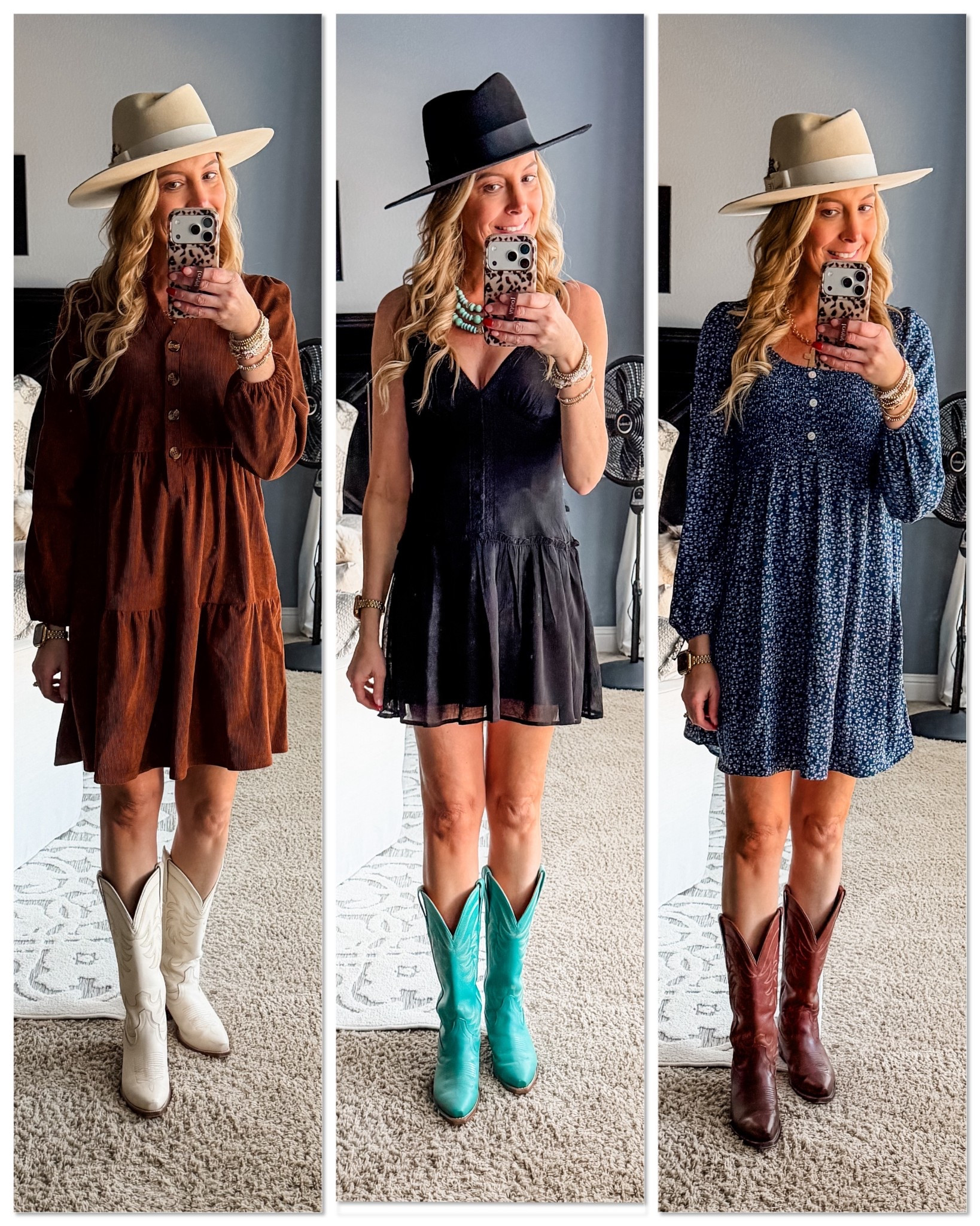 These dresses are so cute and perfect to transition from winter to spring. I’m wearing a size small in all of them. 

Dress | dresses | country concert | concert outfit | mini dress | casual dress | short dress | date night | rodeo | Target | Amazon | boots | cowboy boots | hat | cowboy hat 



#LTKmomlife #LTKgrwm #LTKootd