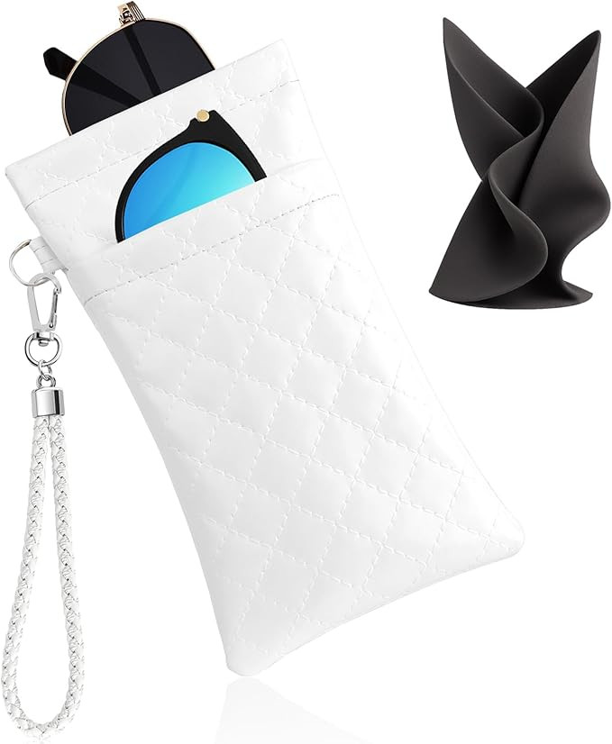 RayLove Double Eyeglass Case Glasses Case Soft with Carrying Strap Leather Eyeglasses Pouch Sungl... | Amazon (US)