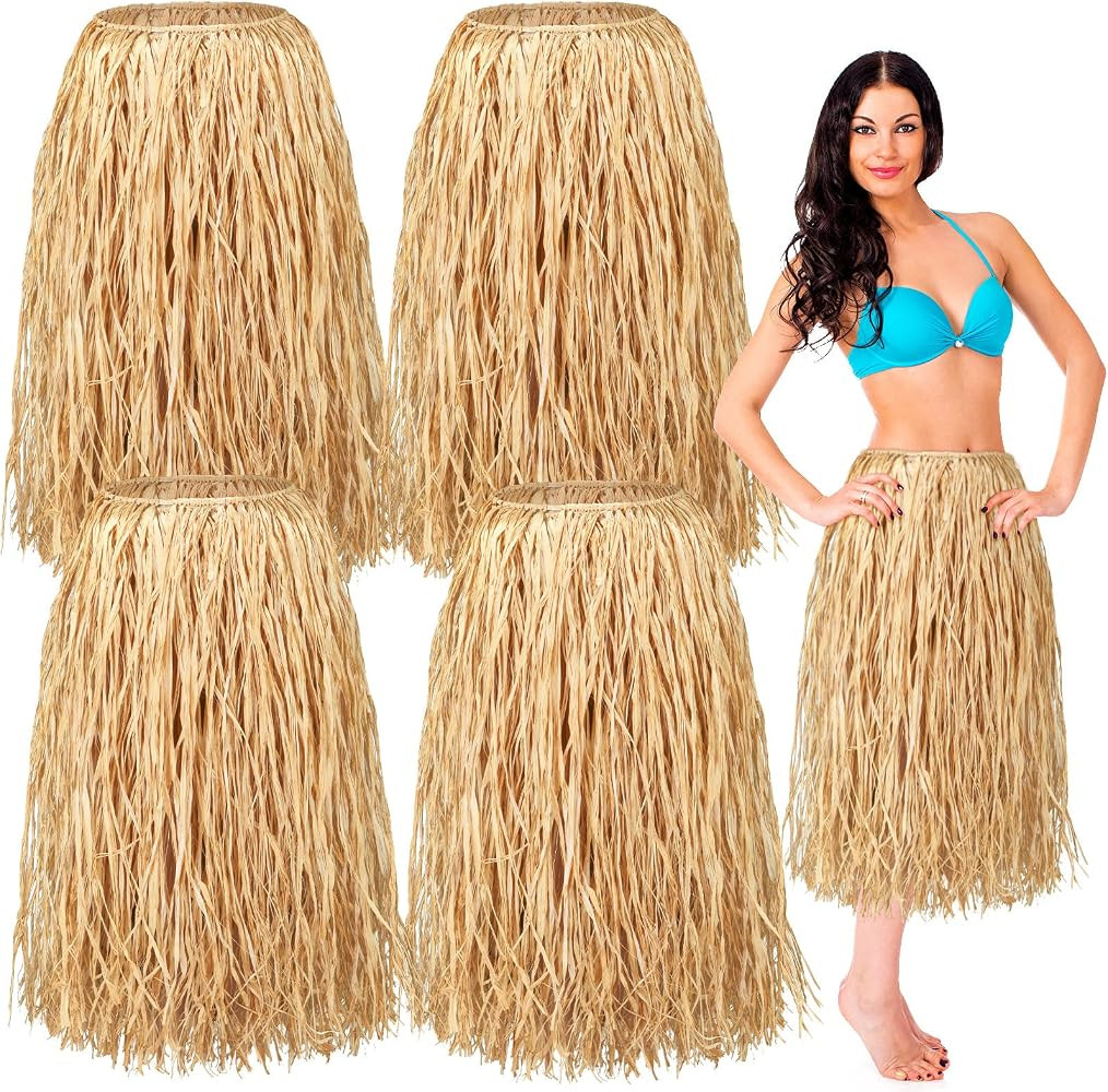 Giegxin Natural Raffia Grass Skirts for Women Men Luau | Amazon (US)