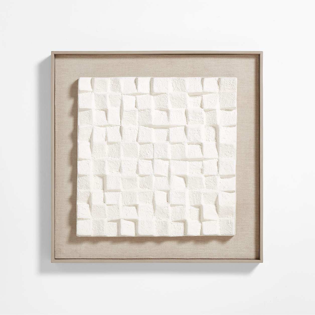 Blanco White Paper Pulp Framed 36"x36" Wall Art + Reviews | Crate & Barrel | Crate & Barrel