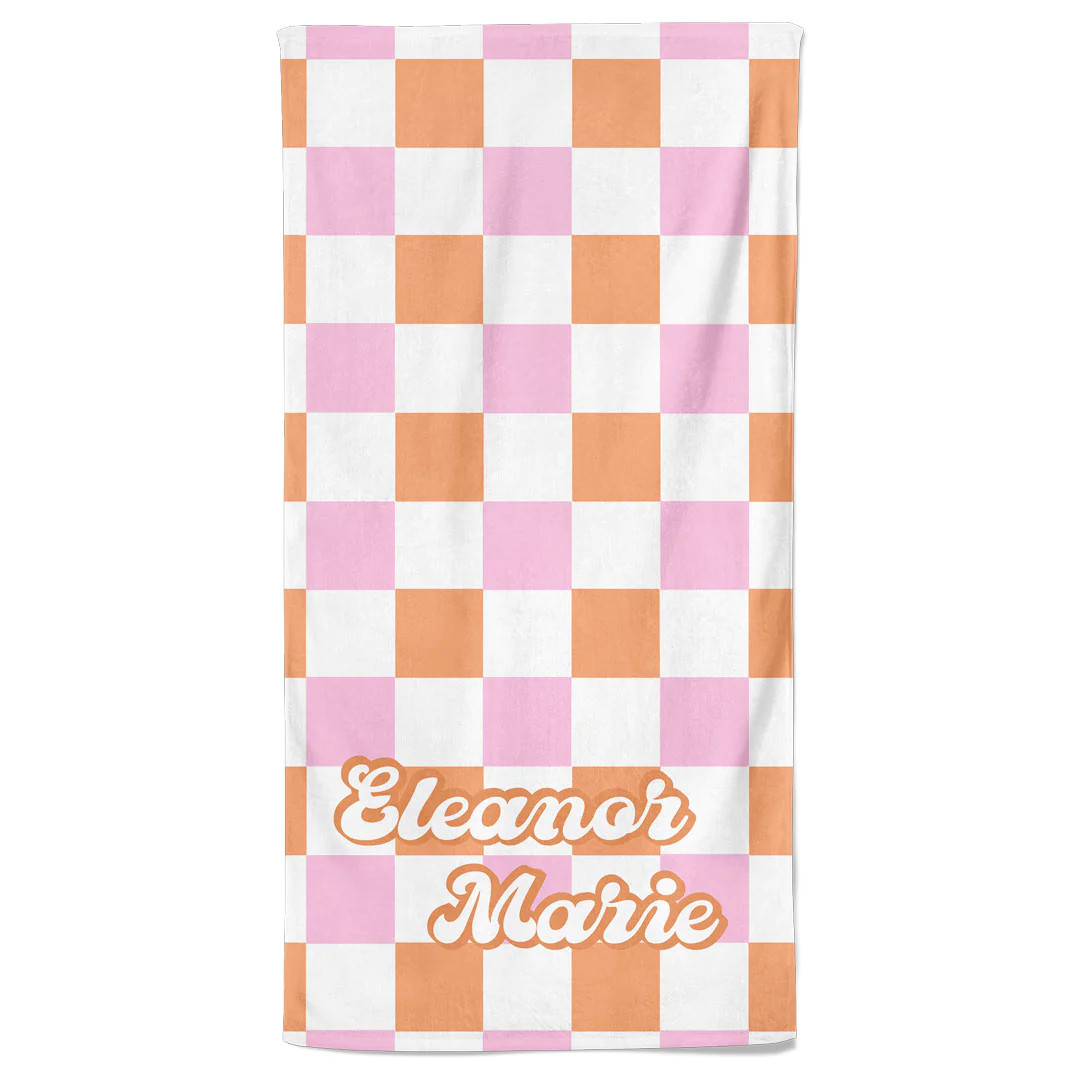 Check Me Out Personalized Kids Beach Towel | Groovy Check | Caden Lane