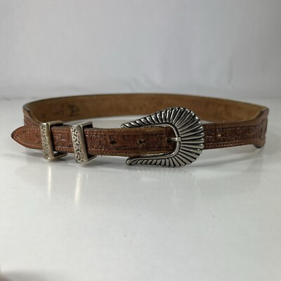 Tony Lama Embossed Brown Leather Western Belt - Made in USA - Women's Size 28  | eBay | eBay US
