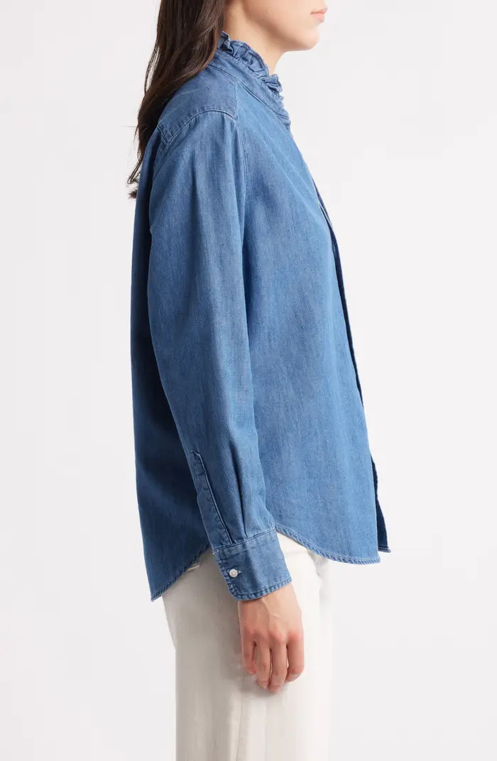Frank & Eileen Ruffle Collar Relaxed Button Up Shirt | Nordstrom | Nordstrom
