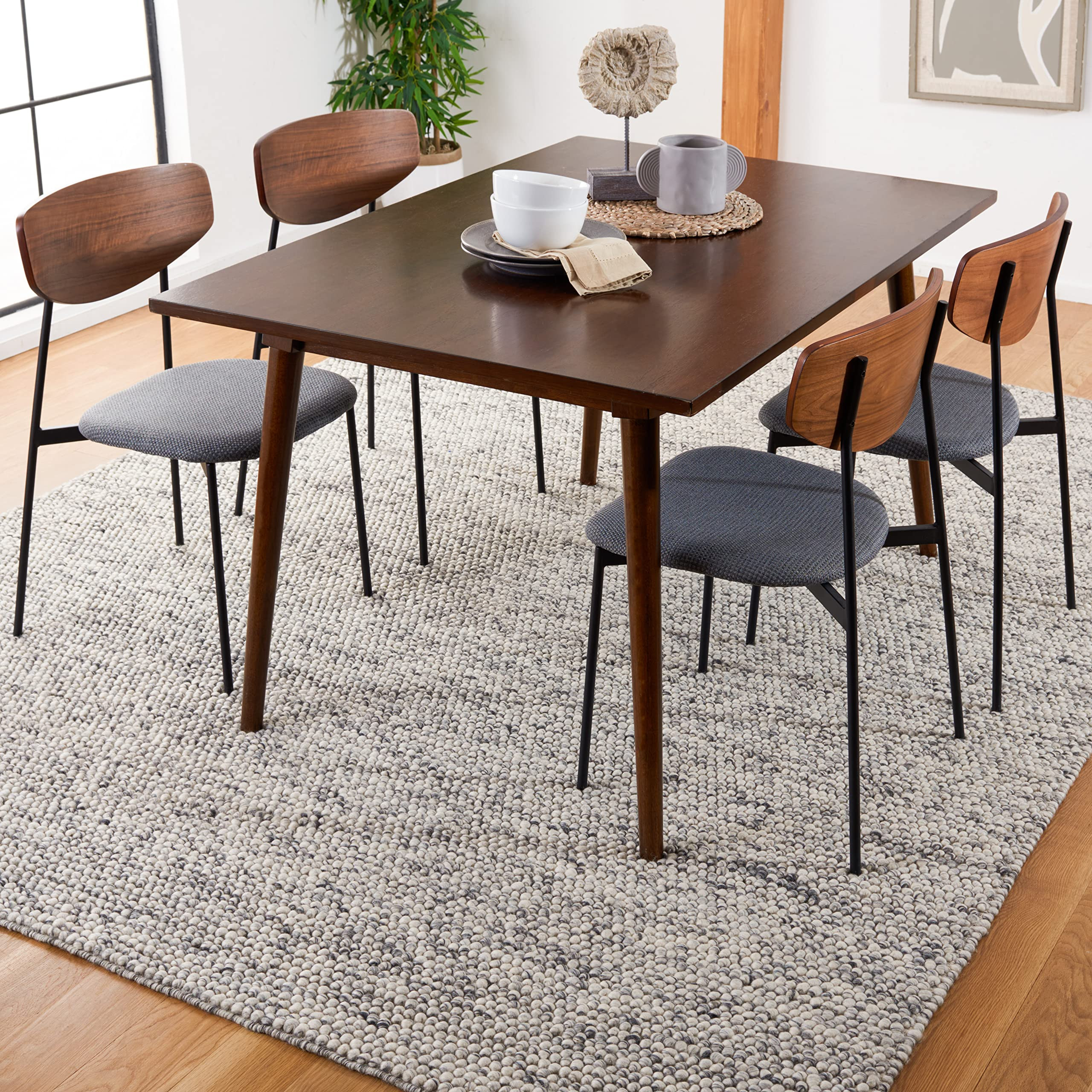 SAFAVIEH Area Rug 8x10 - Natura Collection - Large - Light Grey & Ivory, Handmade Wool Blend, Textured Design, Ideal for Living Room, Bedroom, Dining Space (NAT620G) | Amazon (US)