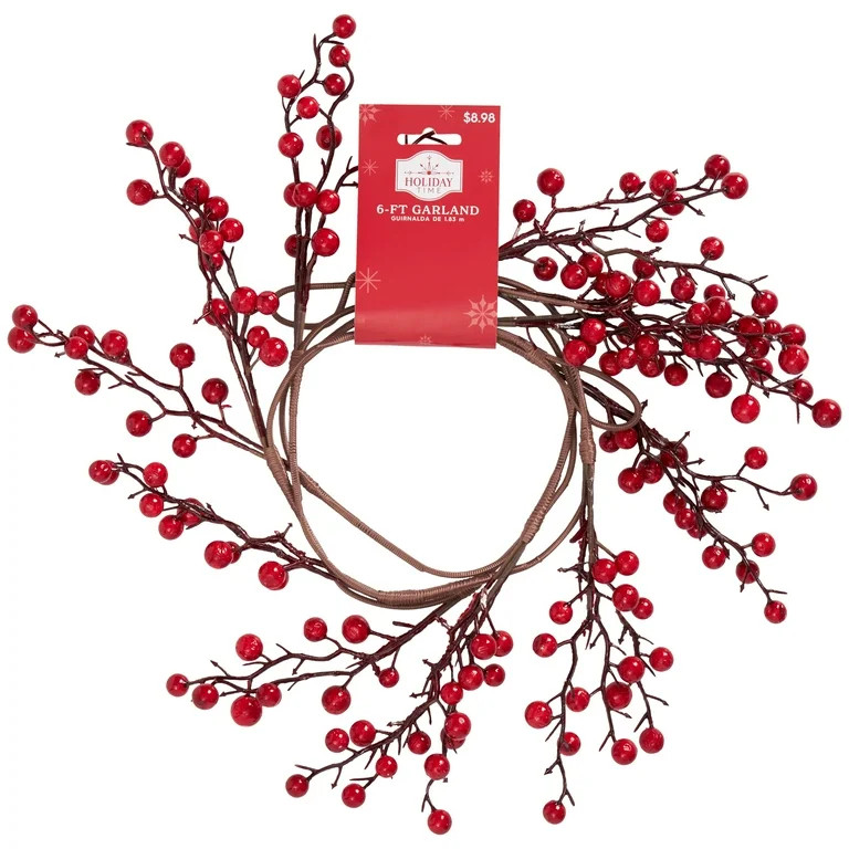 Red Berries Garland, 6 ft, by Holiday Time | Walmart (US)