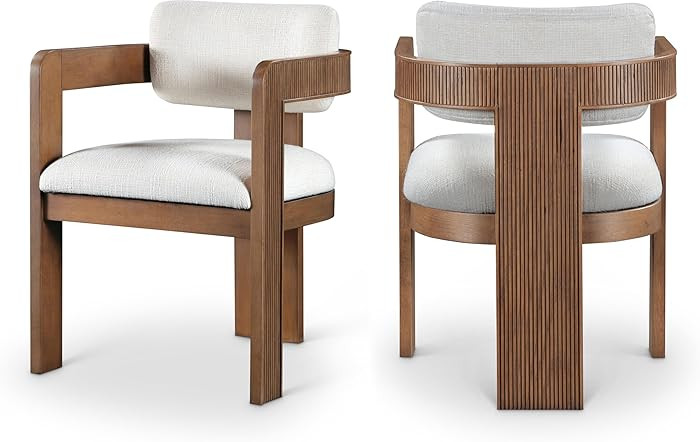 Meridian Furniture 11093Cream-C Sacha Collection Art Deco Dining Chair, Rich Cream Linen Textured... | Amazon (US)