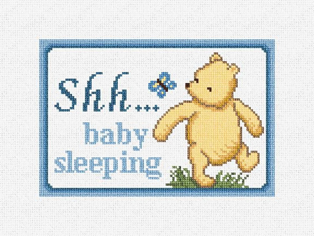 Pooh's Butterfly Needlepoint Door Hanger DIY Kit Baby Sleeping | Etsy (US)