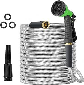 Metal Garden Hose 100ft Stainless Steel Water Hose Super Tough Flexible Water Pipe with 3/4 inch ... | Amazon (US)