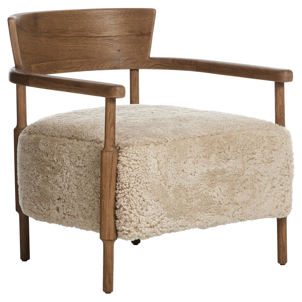 Bennett Beige Shearling Chair | Kathy Kuo Home