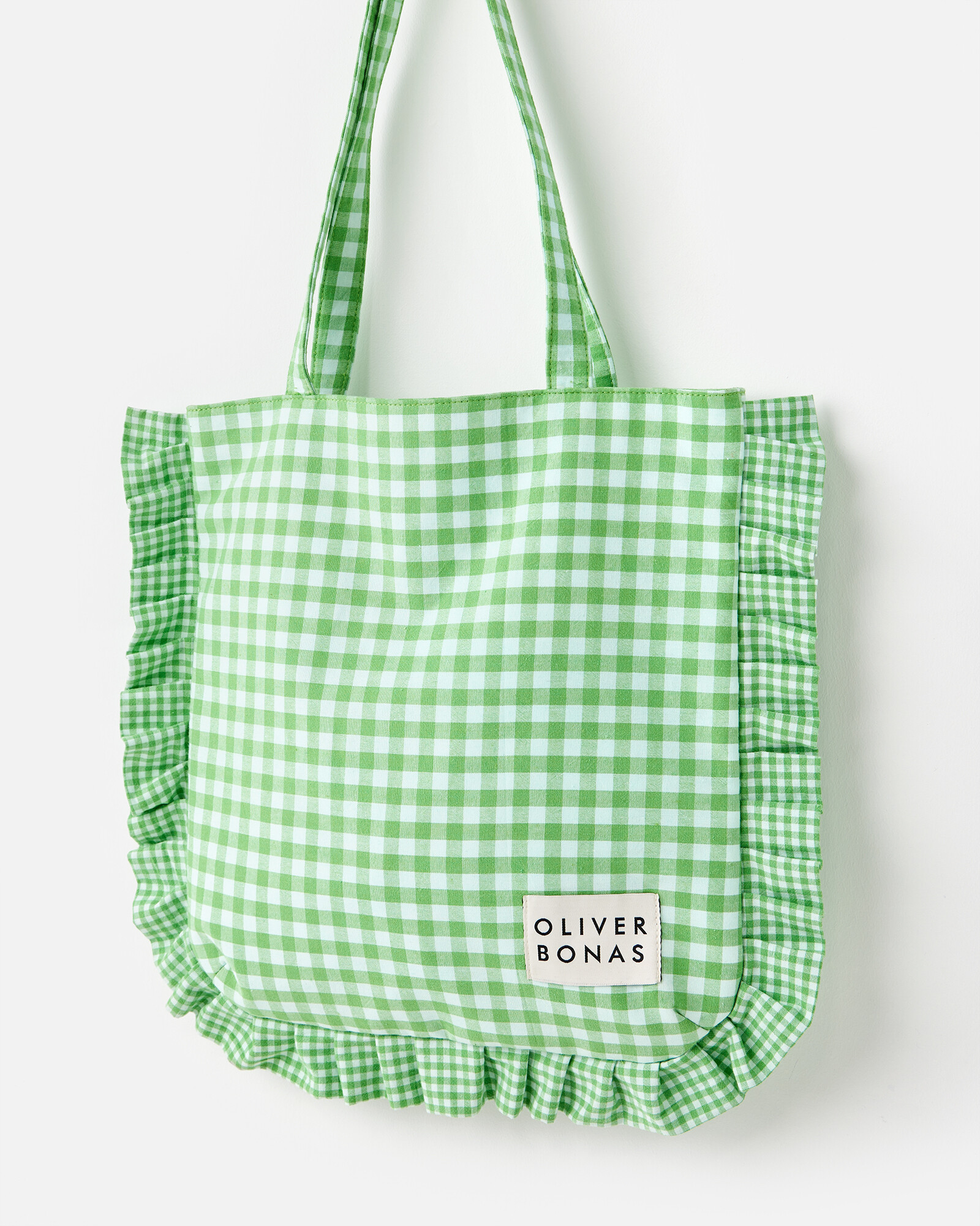 Green Gingham Ruffle Tote Bag | Oliver Bonas (Global)