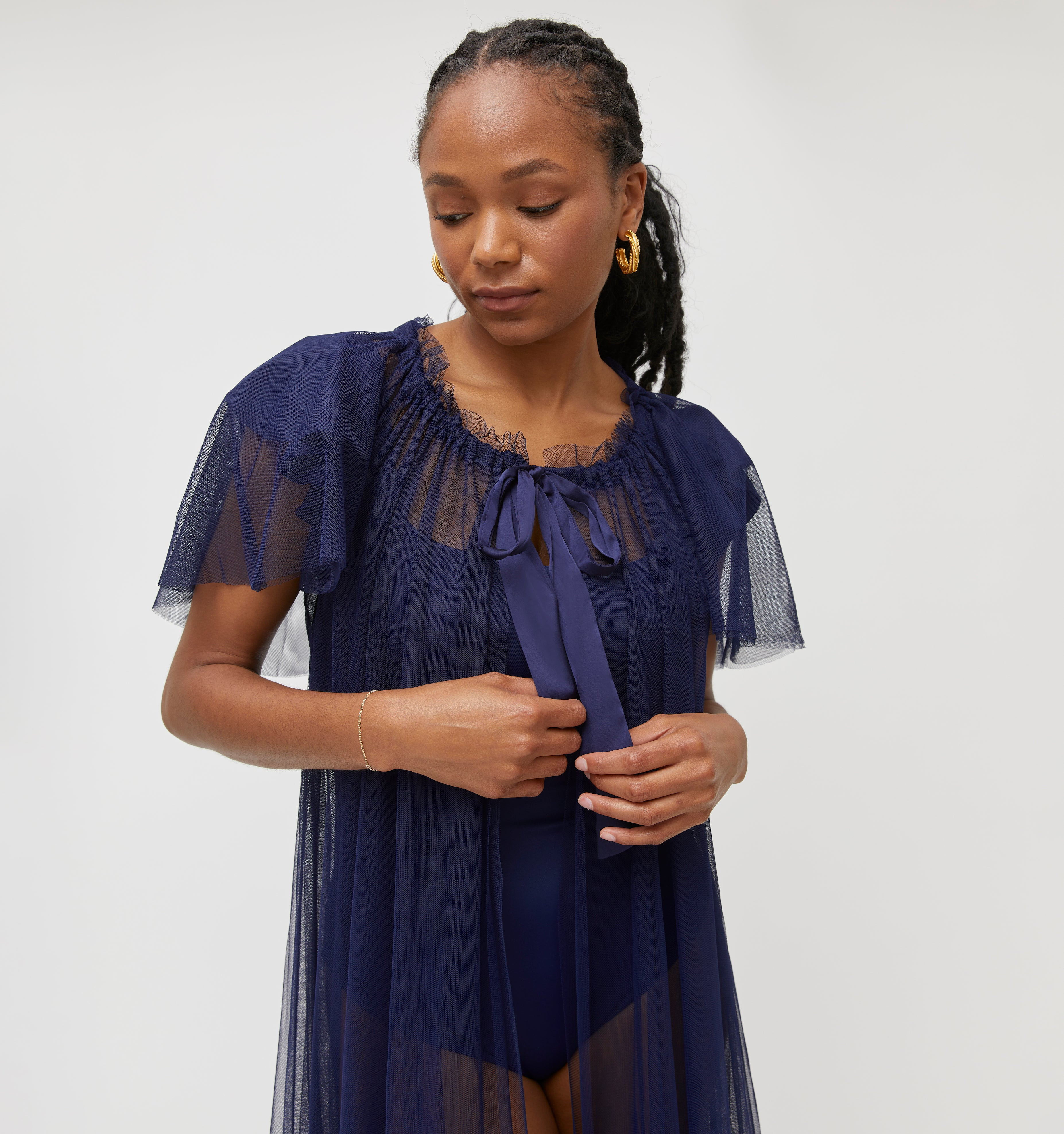 The Tulle Coco Duster - Navy Tulle | Hill House Home US