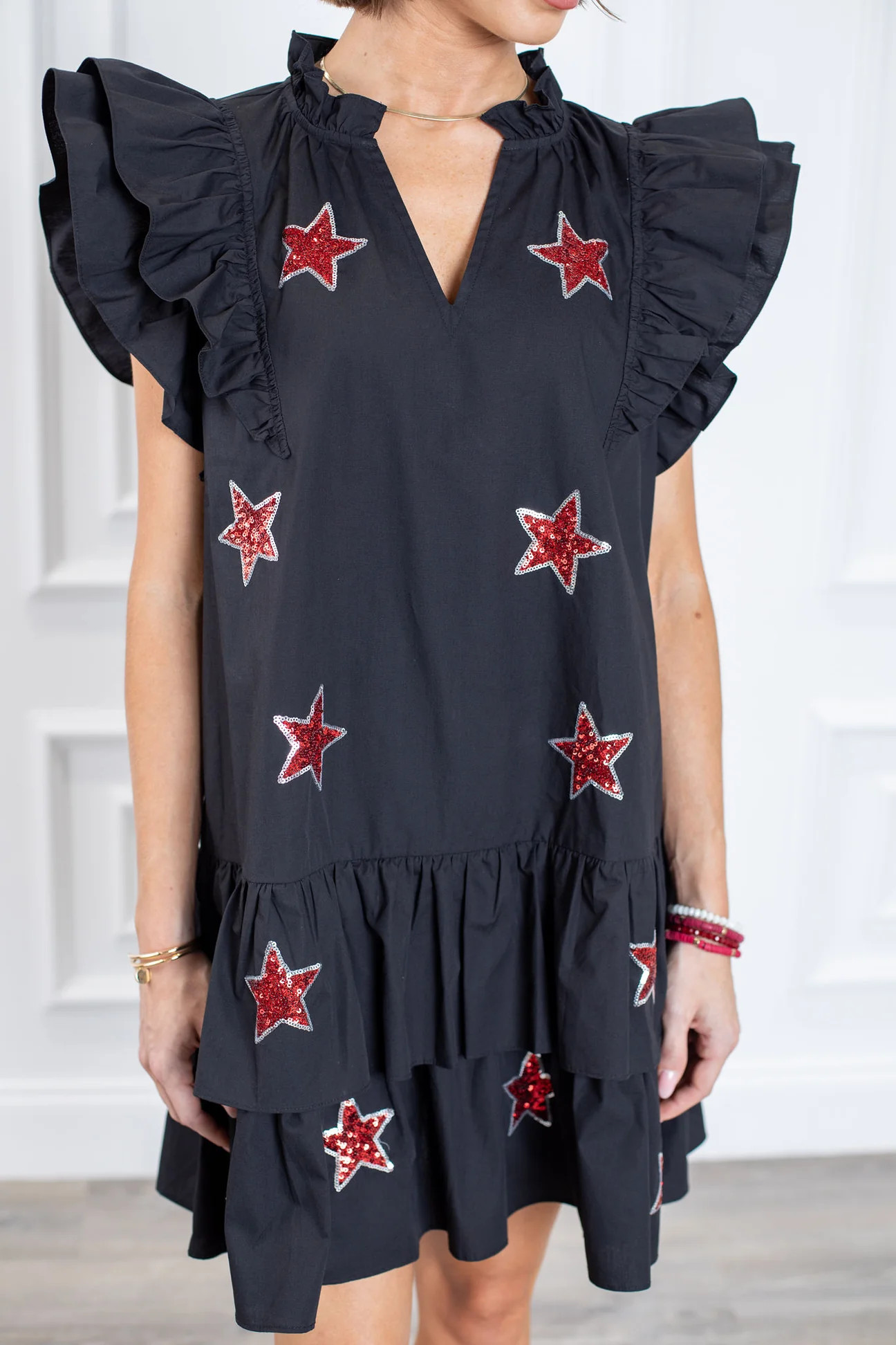 Cecilia Dress- Black/Red | Avara