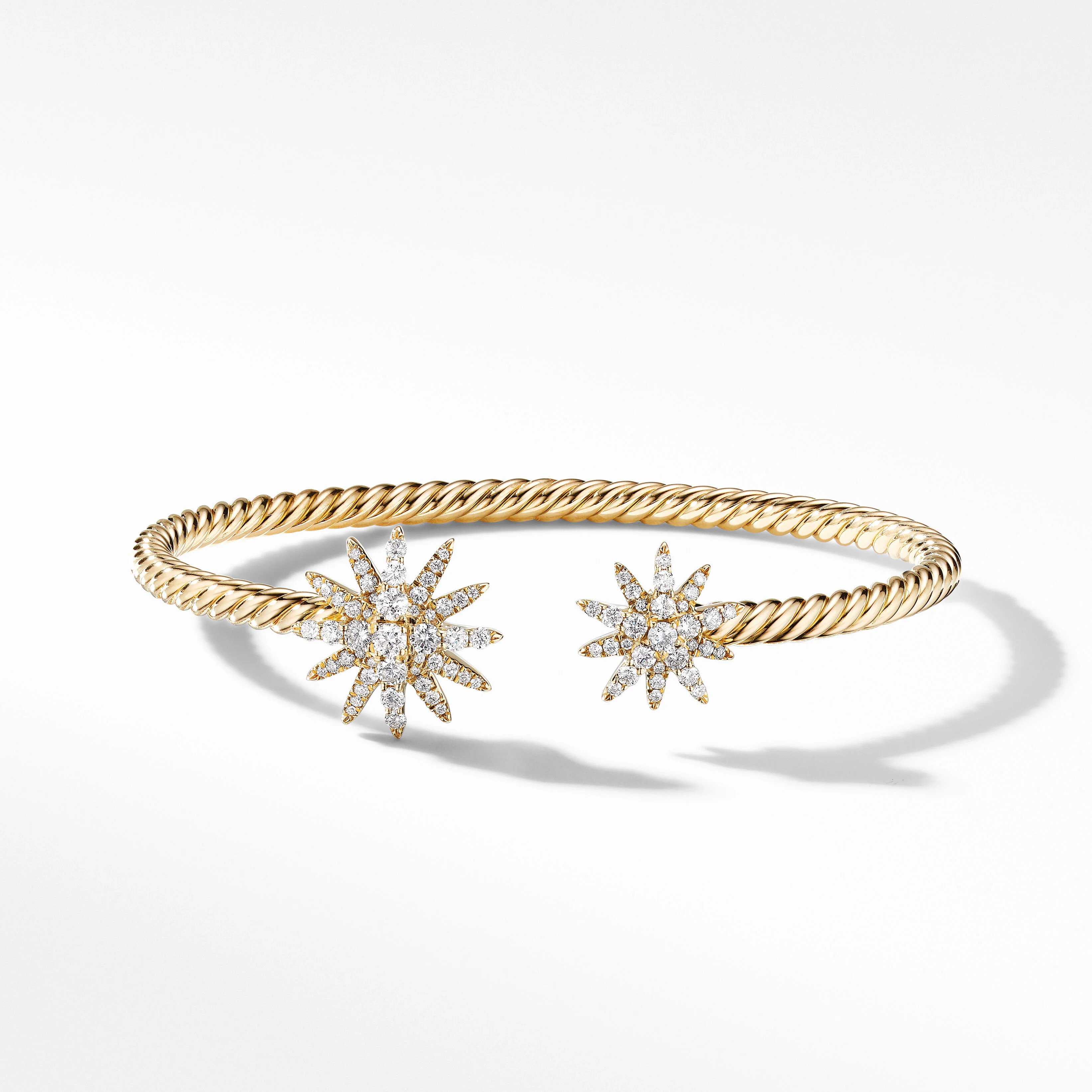 Starburst Cable Bracelet in 18K Yellow Gold with Pavé Diamonds | David Yurman