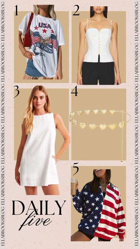 Daily 5🤍
summer fashion, summer dress, white dress, country concert outfit, fourth of july finds, oversized tee, amazon fashion finds 

#LTKSeasonal #LTKFindsUnder50 #LTKStyleTip