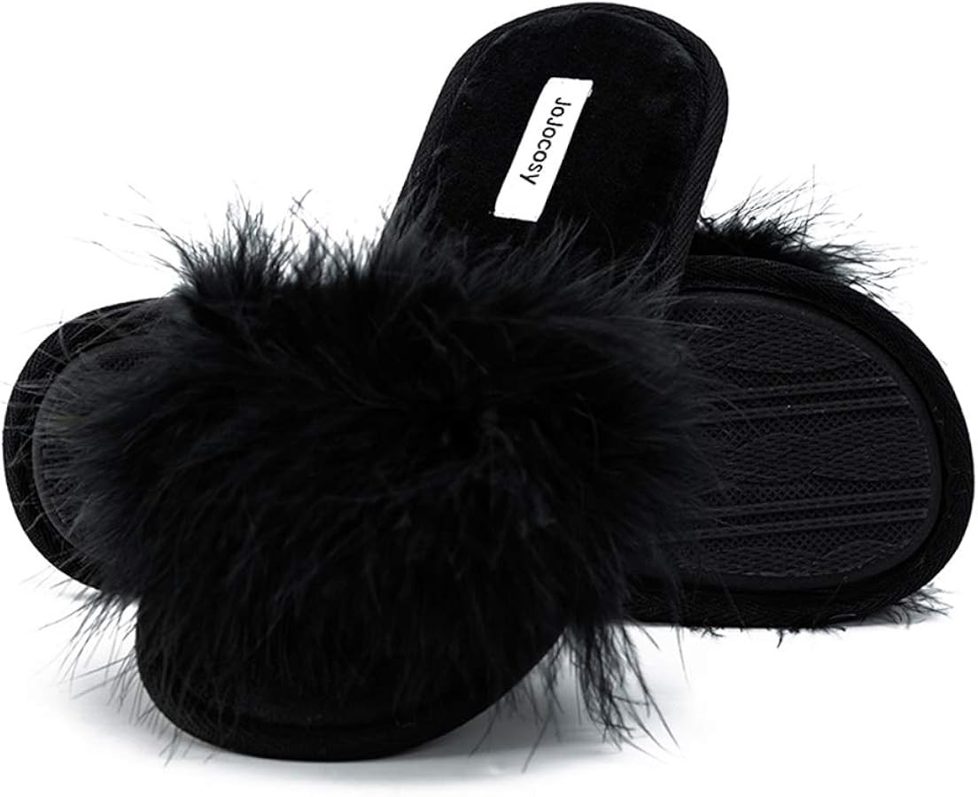 Extreme Plush Lady’s Sexy Slip-on Comfortable Slippers Women’s Fluffy Indoor Open-toe Scuff | Amazon (US)