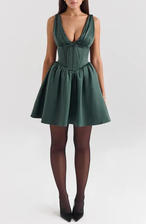 HOUSE OF CB Emmeliette Satin Minidress in Forest Green at Nordstrom, Size Small A | Nordstrom