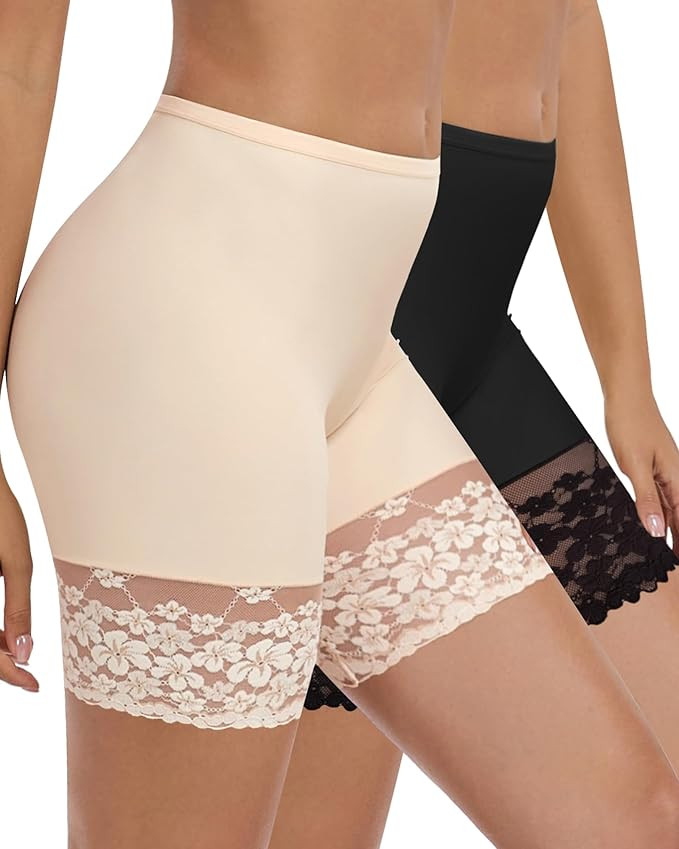 Lace Slip Shorts for Under Dresses Women, Cooling Anti Chafing Thighs Shorts Women, Smoothing Und... | Amazon (US)