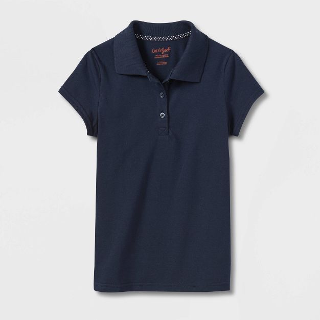 Girls' Short Sleeve Jersey Uniform Polo Shirt - Cat & Jack™ Navy | Target