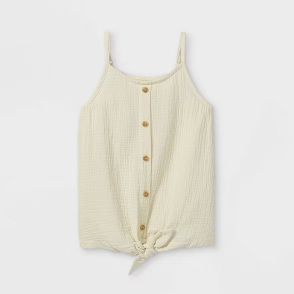 Girls' Button-Front Woven Tank Top - Cat & Jack™ | Target