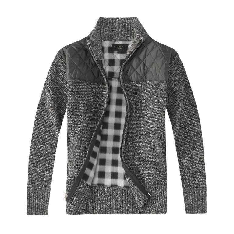 Gioberti Men's Knitted Regular Fit Full Zip Cardigan Sweater with Soft Brushed Flannel Lining | Walmart (US)