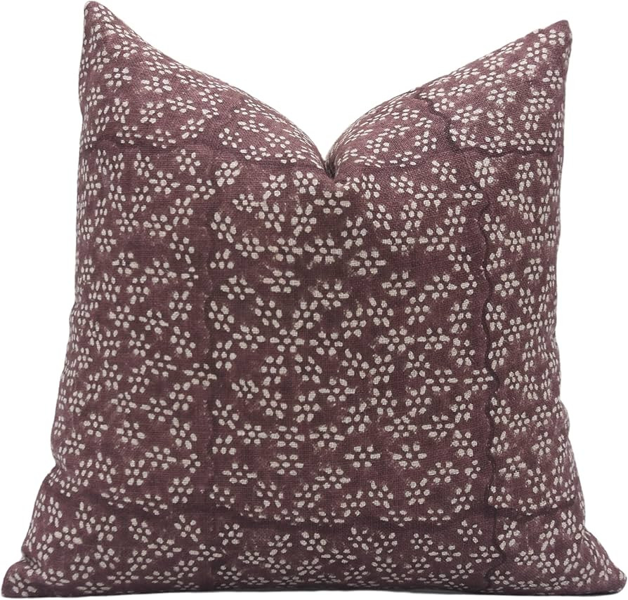 Amazon.com: Fabritual Thick Linen Throw Pillow Cover, Outdoor Pillow with Handloom Print, Sustain... | Amazon (US)