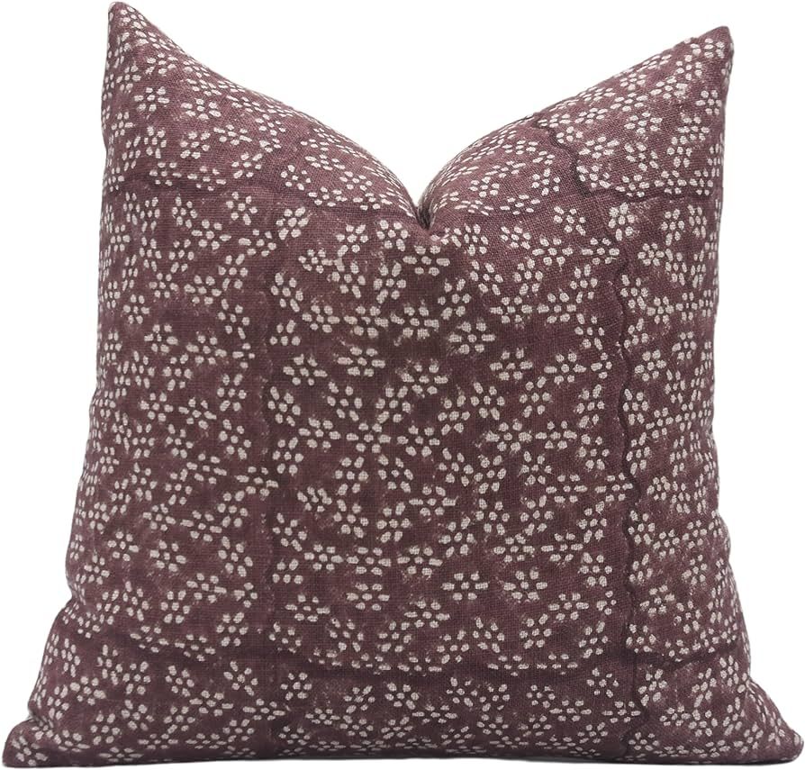 Amazon.com: Fabritual Thick Linen Throw Pillow Cover, Outdoor Pillow with Handloom Print, Sustain... | Amazon (US)