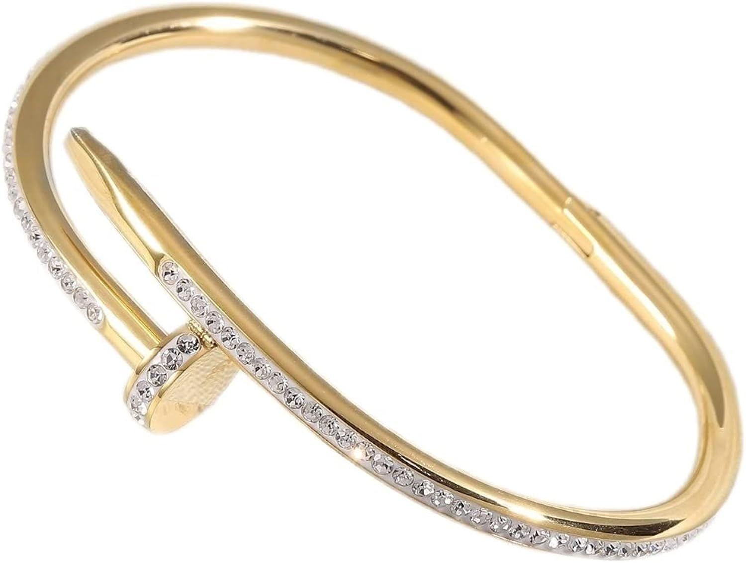 VOLEMI Nail Bracelet Screw Clou Bracelet With 18K Gold Cubic Zirconia Love Bracelets Nail Bangles... | Amazon (US)