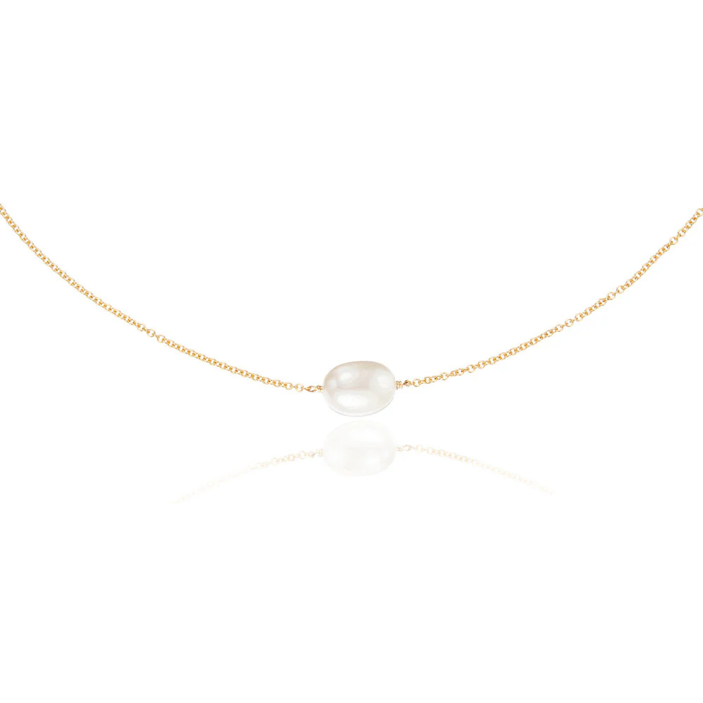 Gold Large Single Pearl Choker | Lily & Roo