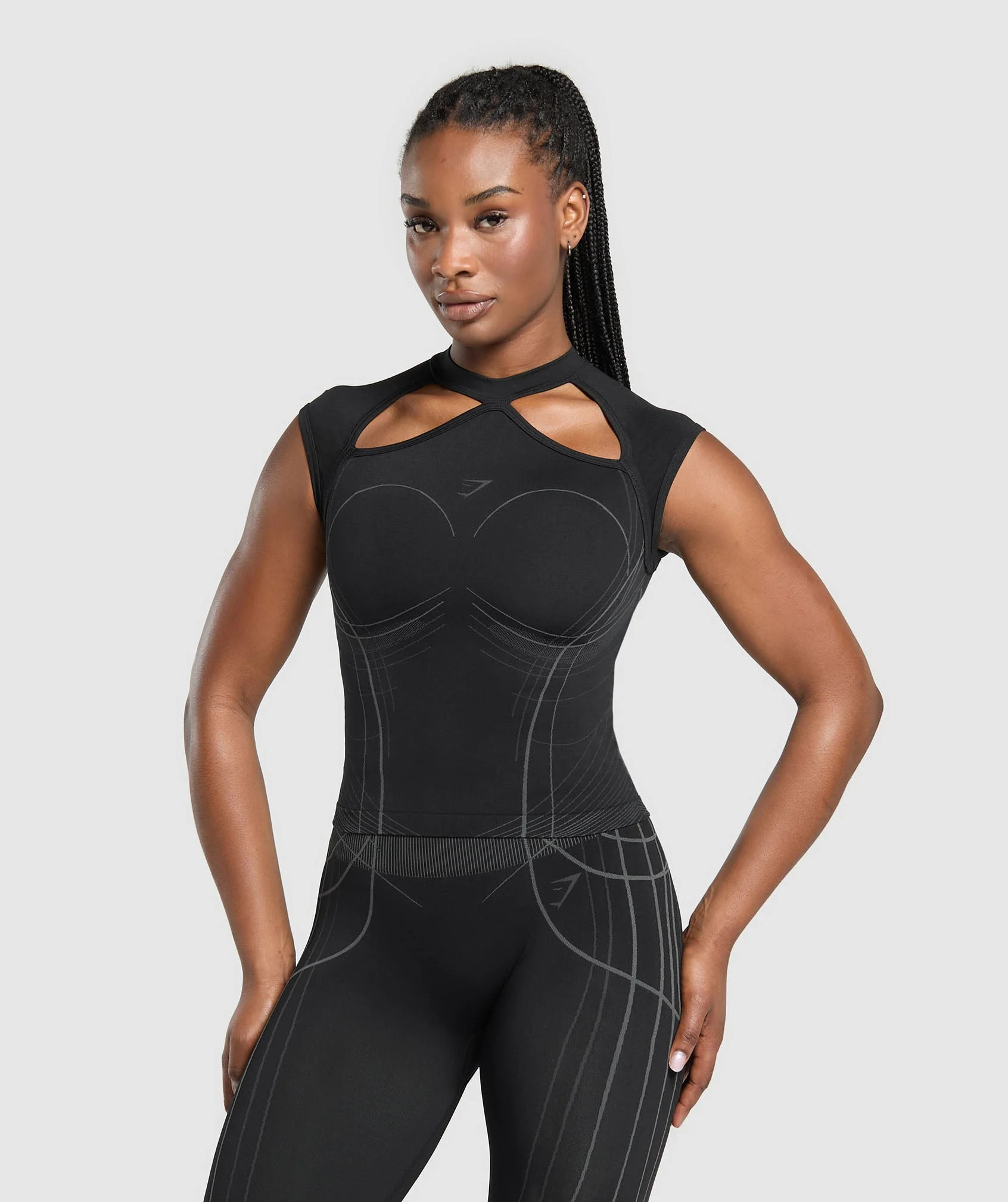 Gymshark Apex Seamless Midi T-Shirt - Black/Graphite Grey | Gymshark US