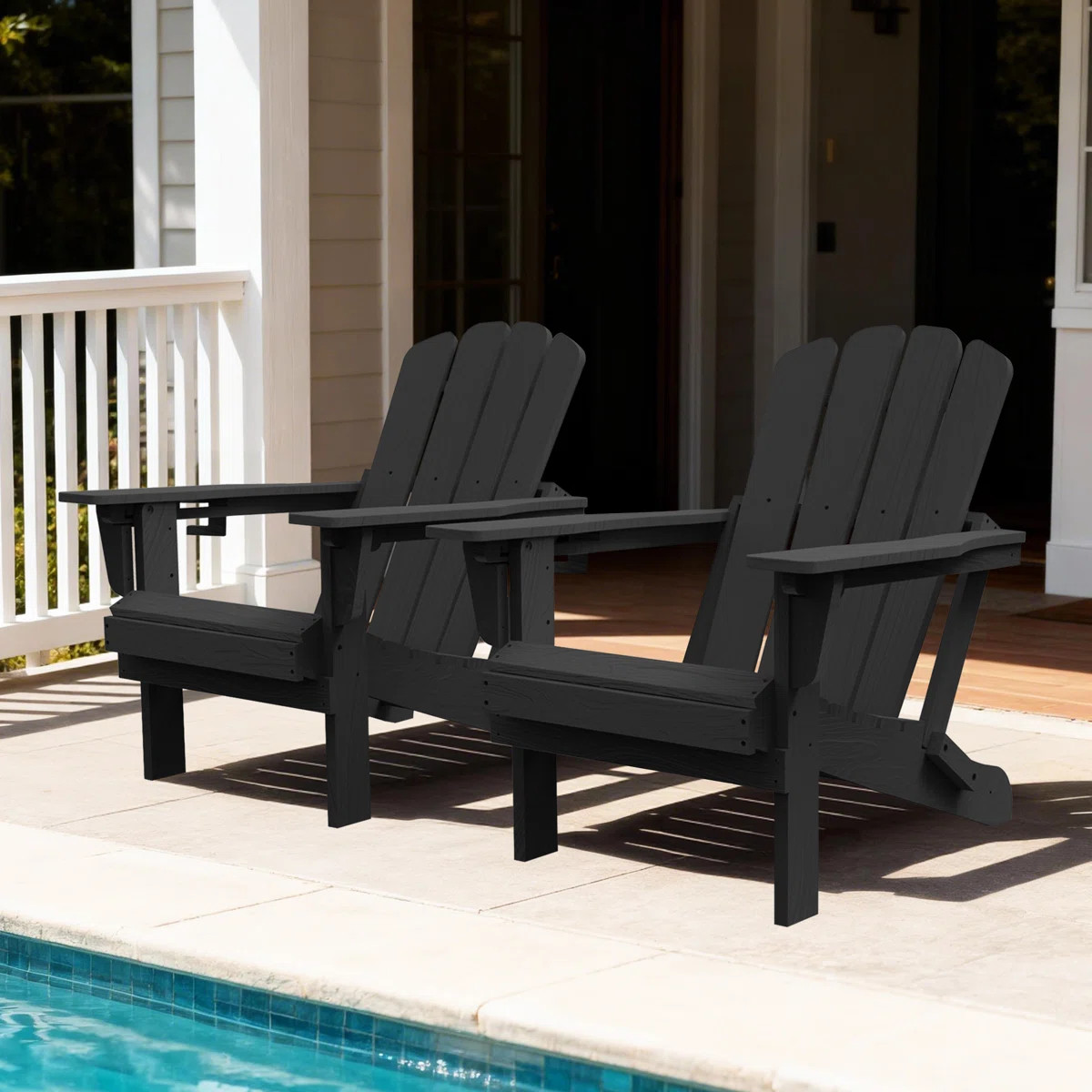 Outdoor Weather-Resistant High Density Polyethylene Foldable Adirondack Chairs with Cup Holder Se... | Wayfair North America