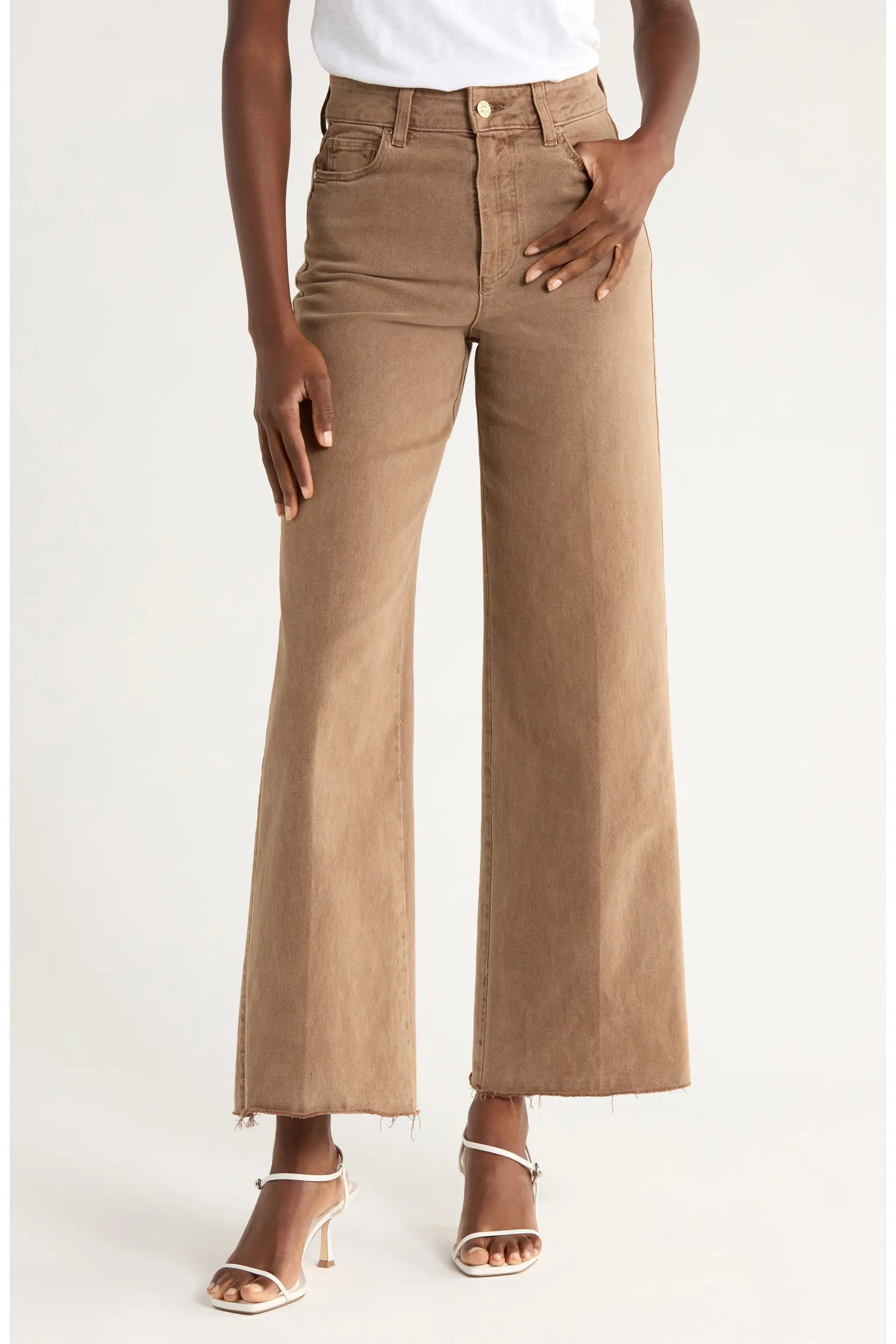 Anessa High Waist Raw Hem Wide Leg Jeans (Women) | Nordstrom | Nordstrom