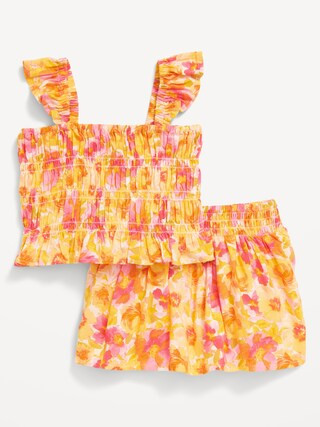 Matching Printed Sleeveless Smocked Top & Skirt Set for Baby | Old Navy (US)