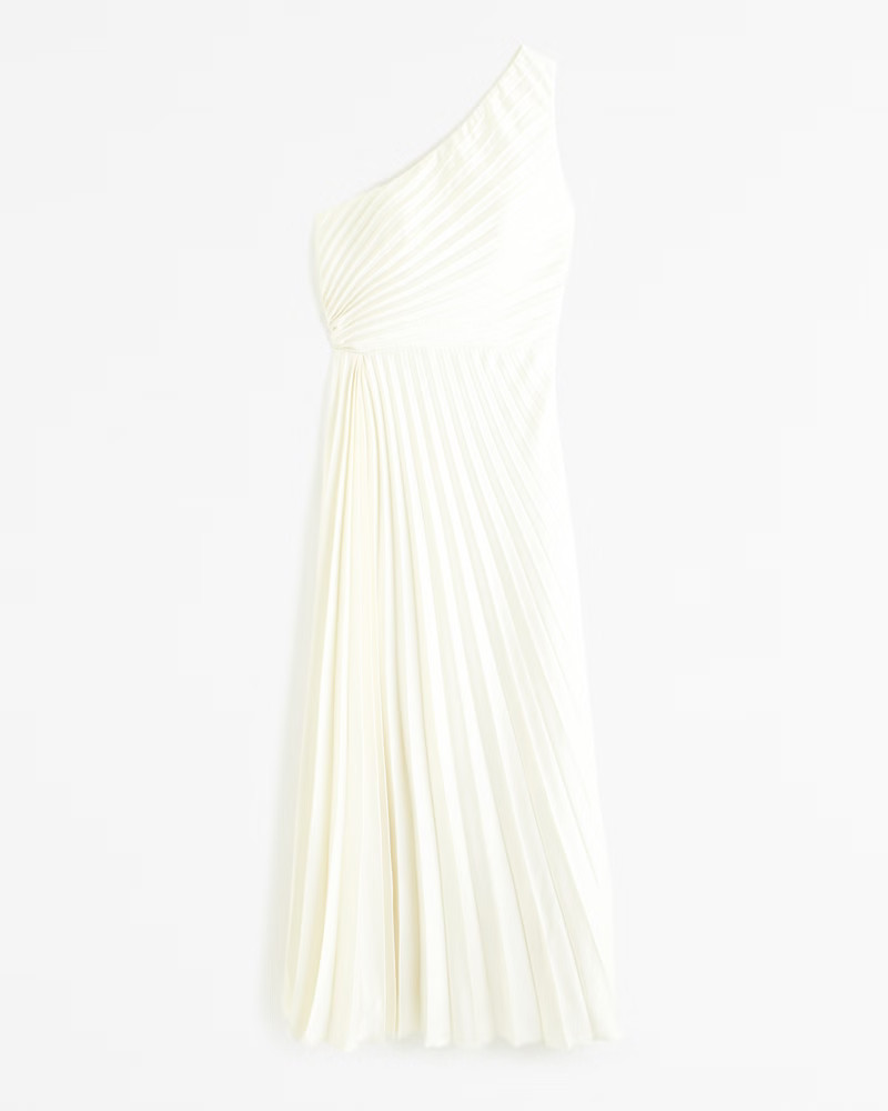 Abercrombie & Fitch Women's The A&F Giselle Pleated One-Shoulder Maxi Dress in White - Size S PETITE | Abercrombie & Fitch (US)
