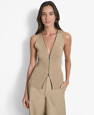 Women's Two-Way Zipper Sleeveless Sweater | Macy's