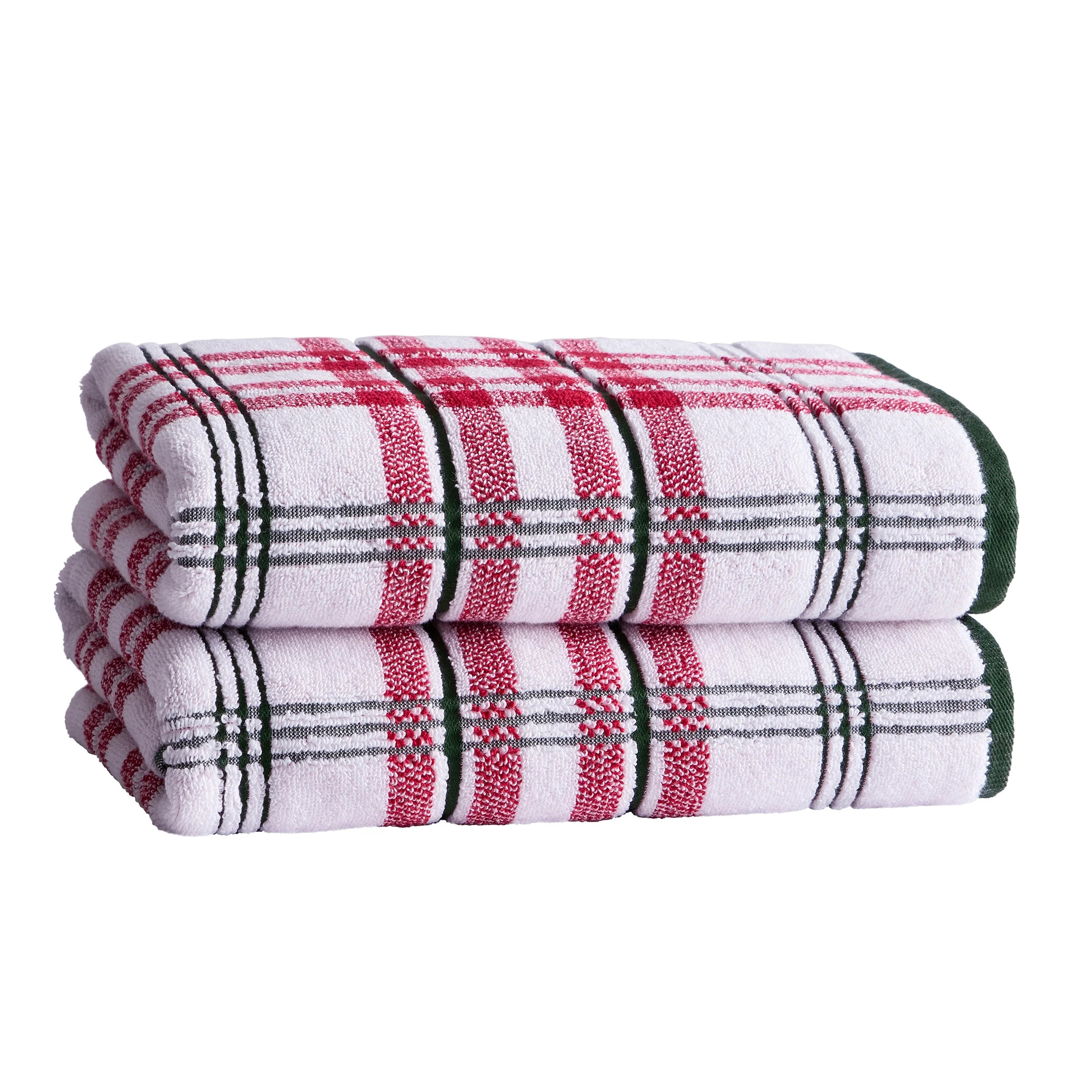 Better Homes & Gardens Signature Soft Holiday Decor 2PK Bath Towel, Red Plaid | Walmart (US)
