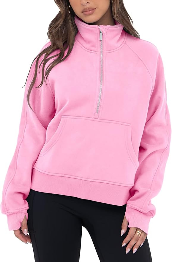 VIUTIL Womens Half Zip Sweatshirt Fleece Cropped Pullover with Thumb Hole Fall Trendy Clothes 202... | Amazon (US)