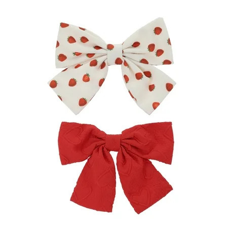 Way to Celebrate Valentine's Day Red Patterns Hair Bows, 2 Piece | Walmart (US)
