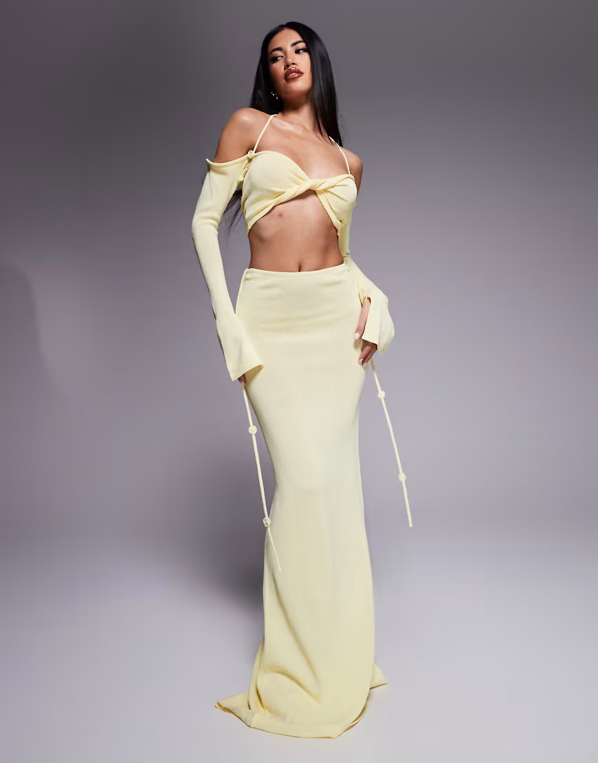 Wanderdoll Ophelia knitted maxi skirt co-ord in lemon-Yellow | ASOS (Global)
