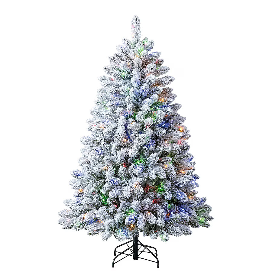 Holiday Living 5-ft Flocked Greensboro Pre-lit Artificial Christmas Tree with Color Changing LED ... | Lowe's