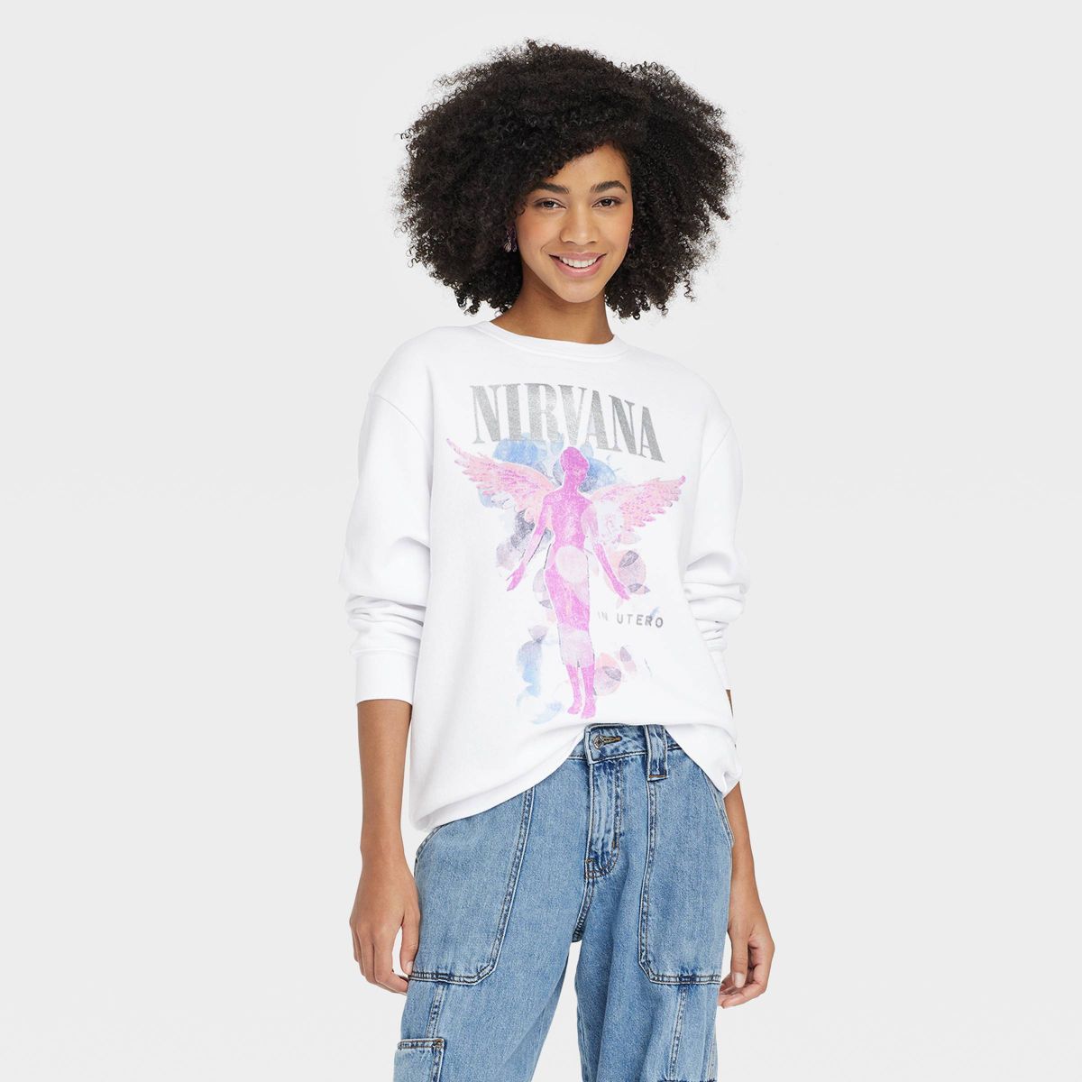 Women's Nirvana Graphic Sweatshirt - White | Target